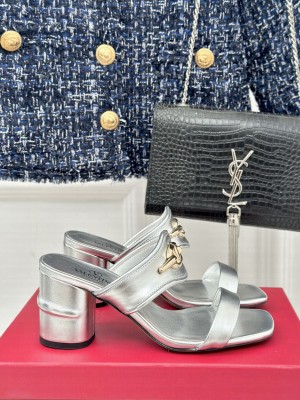 Valentino VLogo The Bold Edition Mule Sandals Sliver