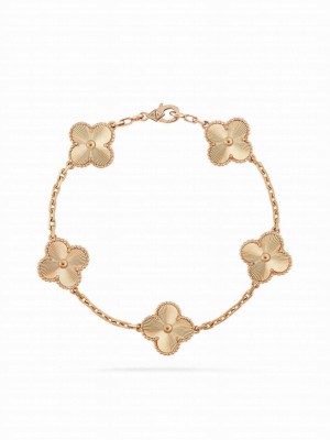 Van Cleef & Arpels Women's Vintage Alhambra Bracelet, 5 Motifs Golden