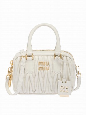 Miumiu Matelasse Nappa Leather Top-handle Bag 5BB123 Cream