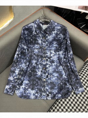 Louis Vuitton Women's Monogram Pattern Shirt Dark Blue