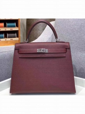 Hermes Kelly 25cm Bag in Original Epsom Leather Burgundy