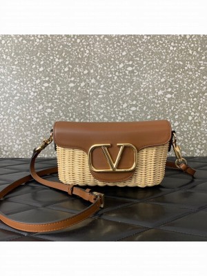 VALENTINO Small Woven Shoulder Bag 5055 brown