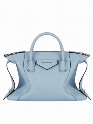 Givenchy Small Antigona Soft Bag In Smooth Leather Light Blue