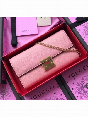 Gucci Padlock Calfskin Continental Chain Wallet 453506 Pink