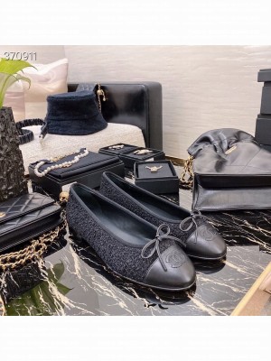 Chanel Ballerina Flats Tweed/Lambskin Leather Spring/Summer 2021 Collection, Black
