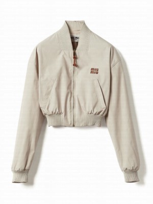 Miumiu Women's Panama Cotton Blouson Jacket Cream
