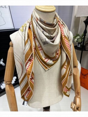 Hermes Women's Lettres Equestres Scarf Cream