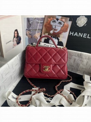 Chanel SMALL FLAP BAG WITH TOP HANDLE AS5111 red