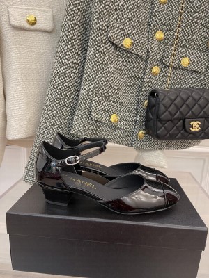 Chanel Patent Leather Mary Janes Open Shoes G38571 Black Spring 2022 Collection