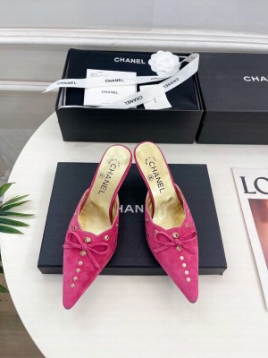 Chanel Mule suede with bow rose  2025