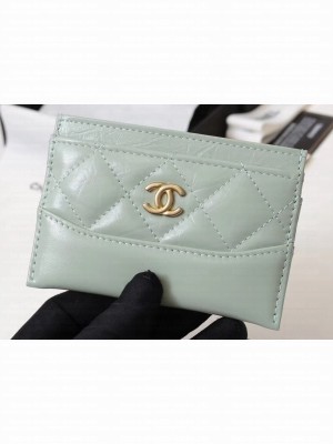 Chanel Aged Calfskin Gabrielle Card Holder A84386 Light Green