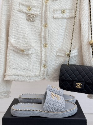 Chanel Chain CC Slide Mule Gray 2025 