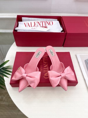 VALENTINO UN CHÂTEAU BOW MULES SATIN 60MM PINK