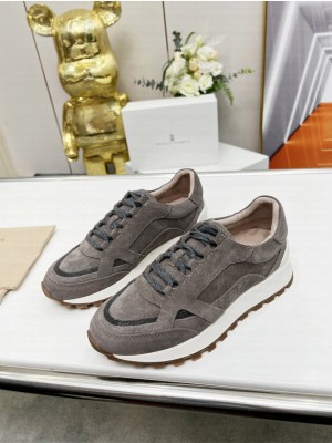Brunello Cucinell Suede and techno fabric runners sneakers 04