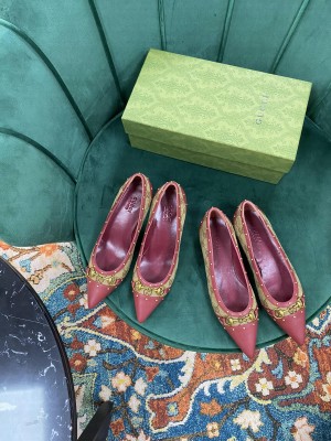 Gucci Women's GG Canvas/Calfskin with Horsebit Flat/Pumps Red 2021 Collection