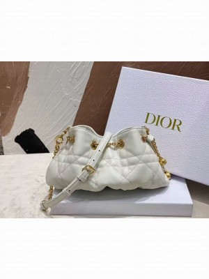 SMALL DIOR AMMI BAG Sand WHITE Supple Macrocannage Lambskin M22567F