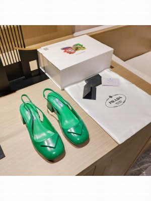 Prada Patent Leather Slingback Pumps 1I771M Green 2022 Collection