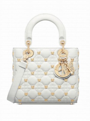 Christian Dior Small Lady Dior Bag Cream