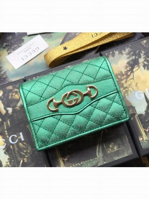 Gucci Laminated Leather Card Case 536353 Green