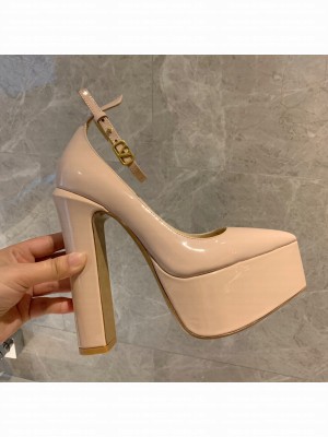 VALENTINO GARAVANI TAN-GO PLATFORM PUMP IN PATENT LEATHER 155 MM 2022 COLLECTION NUDE