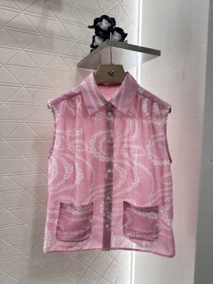 Chanel Printed Sleeveless Shirt pink