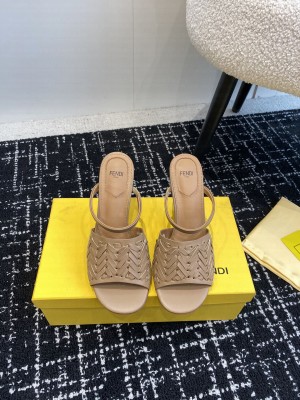 FENDI FIRST Brown leather high-heeled sandals