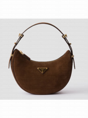 Prada Arque suede shoulder bag 1BC194 Cocoa Brown