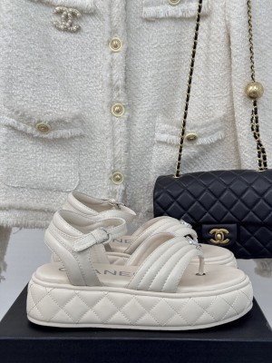 Chanel Sandals Lambskin Cream G46108 