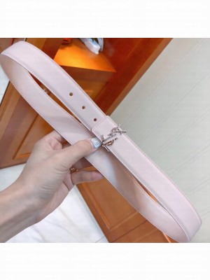 Saint Laurent Width 3cm Logo Leather Belt Pink