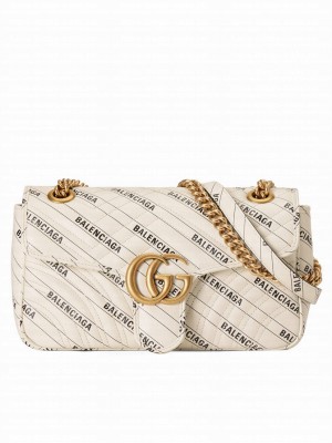 Gucci Hacker Project small GG Marmont bag 443497 Cream