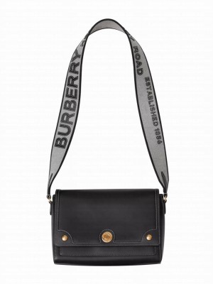 Burberry Topstitched Leather Shoulder Bag Black