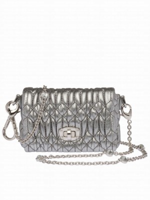 Miumiu Crystal Cloque Nappa Leather Mini Bag 5TT124 Silver