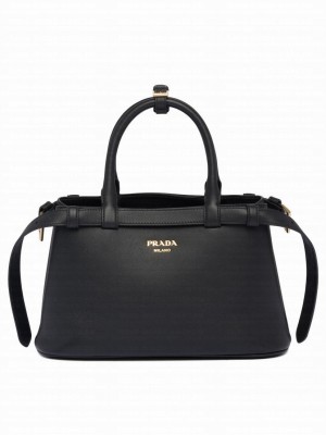 Prada Small Leather Handbag With Belt 1BA418 Black