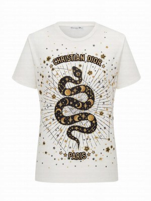 Christian Dior Women's Embroidered T-Shirt White