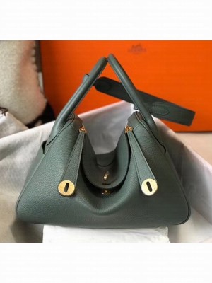 Hermes Lindy 30cm Bag In Togo Calfskin Leather Almond Green 2020 Collection