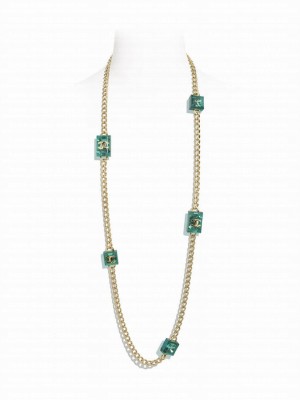Chanel Women's Long Necklace ABA461 Green