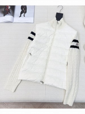 Moncler Women's Padded Wool Zip-Up Cardigan White