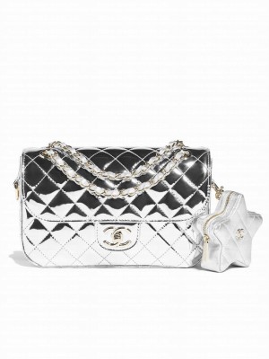 Chanel Flap Bag & Star Coin Purse AS4648 Silver