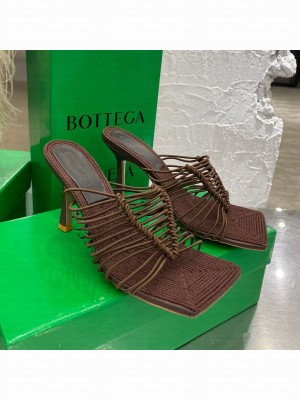 Bottega Veneta Stretch Strap Heel Sandals 9cm Chocolate Brown  2021 Collection