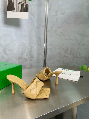 Bottega Veneta 9.5cm Woven Lambskin High Heel Slide Sandals 2022 Collection 010