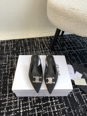 CELINE ALMA TRIOMPHE FLAT SLINGBACK IN GROS-GRAIN