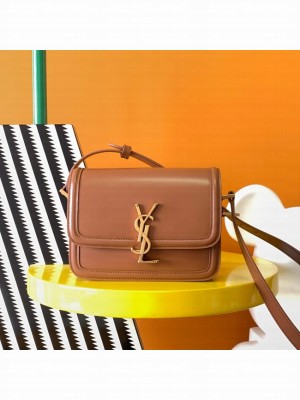 SAINT LAURENT SOLFERINO SMALL SATCHEL IN BOX LEATHER 634306 BROWN
