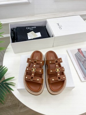 CELINE SLIDES TIPPI IN CALFSKIN - VEGETAL TANNING TAN
