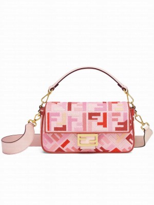 Fendi Beige FF Canvas Bag Pink