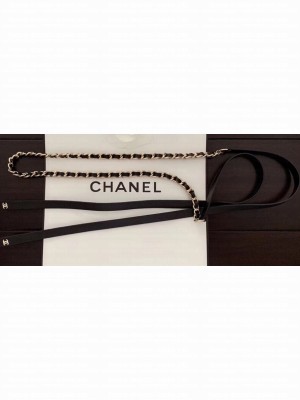 Chanel Chain and Leather Belt Black/Gold 2019 Collection