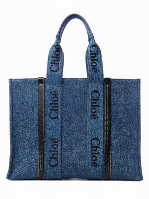 Chloe Large Woody Tote Bag Blue