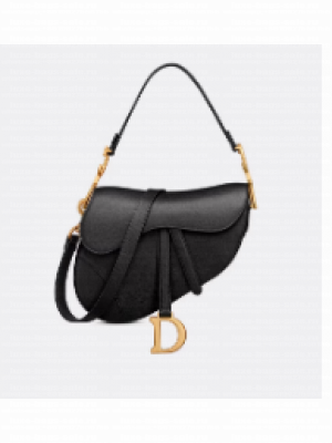 Dior SADDLE BAG WITH STRAP Grained Calfskin M0455CBA black