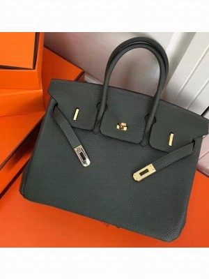 Hermes Birkin 25cm Bag Dark Green in Togo Leather With Gold Hardware