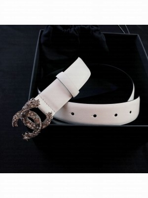 Chanel Calfskin Belt 3cm with Star CC Buckle White  2021 Collection