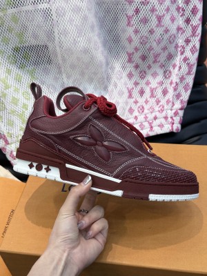 Louis Vuitton LV Skate Man's Sneakers in Leather and Mesh Burgundy 2023